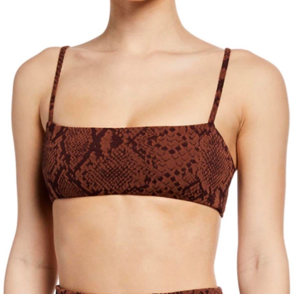Mara Hoffman Sia Bikini Top Brown Python Print XL NWT! $250